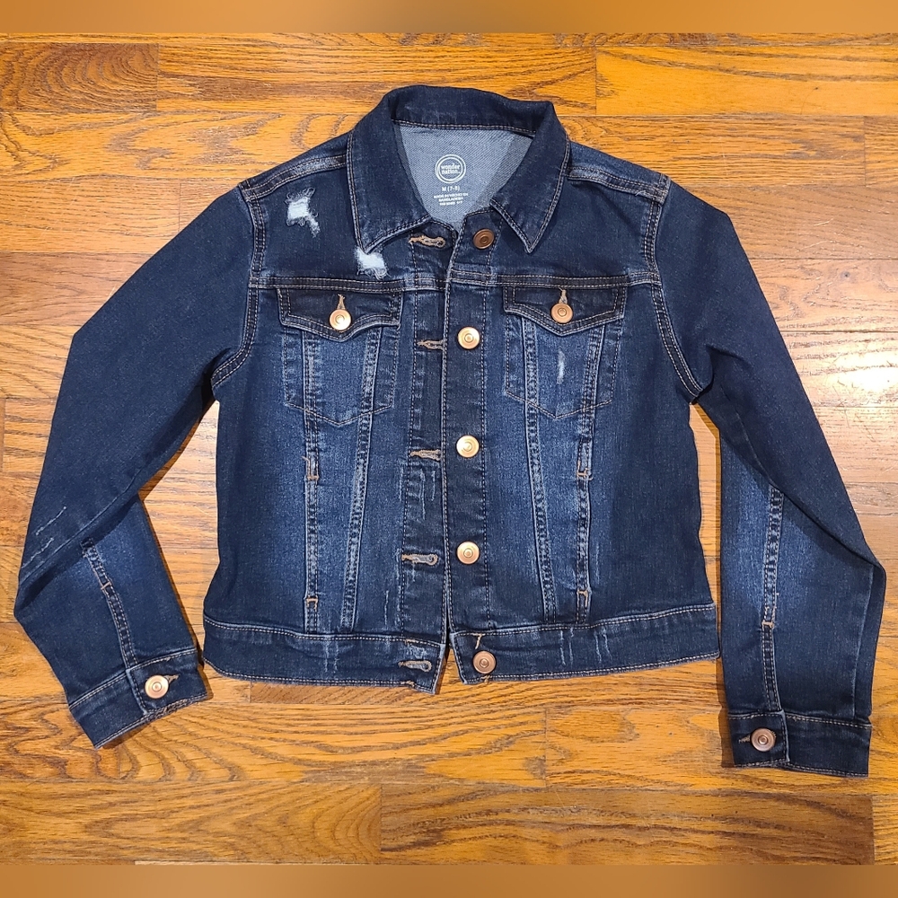 Stylish Distressed Denim Jacket for Kids Size M
